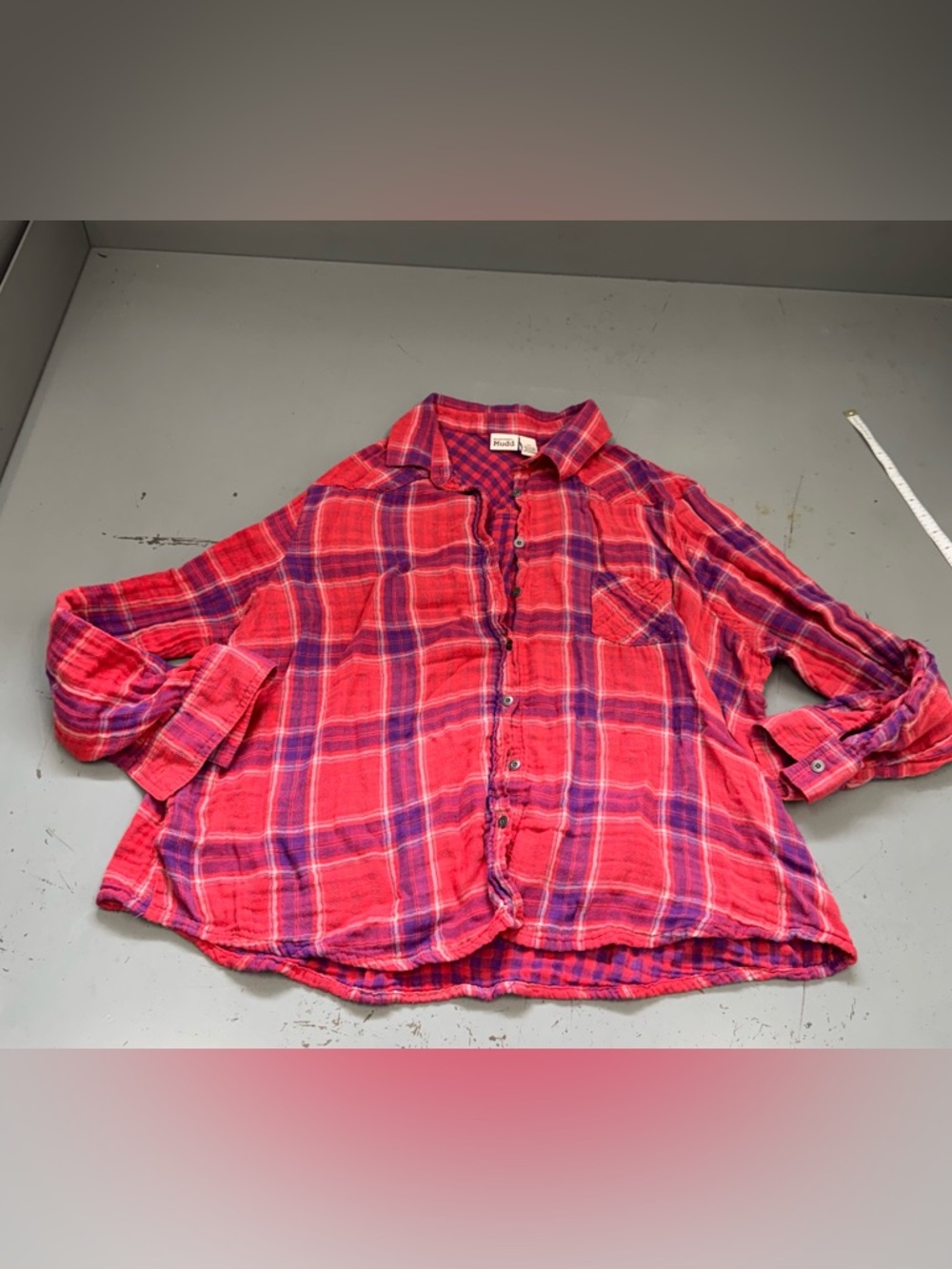 Mudd Women’s Red and Purple Plaid Button-Down Shirt plus size 3XL